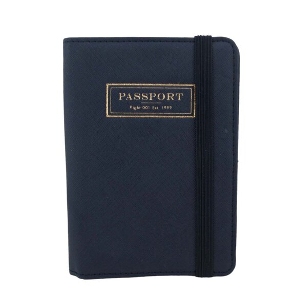 Flight 001 Leather Travel Passport Case (Navy) - Picture 1 of 3